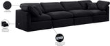 Indulge Black Velvet Modular Sofa 147Black-S140 Meridian Furniture