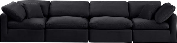Indulge Black Velvet Modular Sofa 147Black-S140 Meridian Furniture