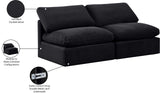 Indulge Black Velvet Modular Sofa 147Black-S2 Meridian Furniture