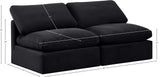 Indulge Black Velvet Modular Sofa 147Black-S2 Meridian Furniture