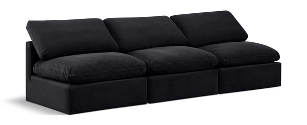 Indulge Black Velvet Modular Sofa 147Black-S3 Meridian Furniture
