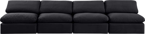 Indulge Black Velvet Modular Sofa 147Black-S4 Meridian Furniture