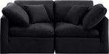 Indulge Black Velvet Modular Sofa 147Black-S70 Meridian Furniture