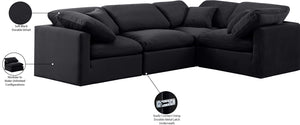 Indulge Black Velvet Modular Sectional 147Black-Sec4C Meridian Furniture