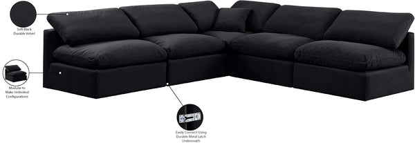 Indulge Black Velvet Modular Sectional 147Black-Sec5B Meridian Furniture