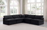 Indulge Black Velvet Modular Sectional 147Black-Sec5B Meridian Furniture