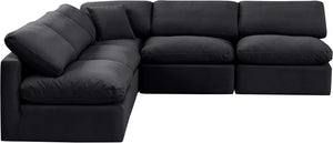 Indulge Black Velvet Modular Sectional 147Black-Sec5B Meridian Furniture