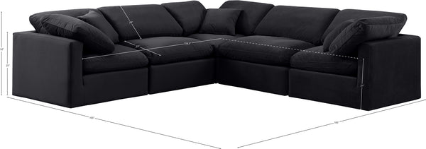 Indulge Black Velvet Modular Sectional 147Black-Sec5C Meridian Furniture
