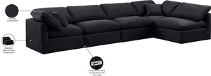 Indulge Black Velvet Modular Sectional 147Black-Sec5D Meridian Furniture