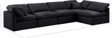 Indulge Black Velvet Modular Sectional 147Black-Sec5D Meridian Furniture