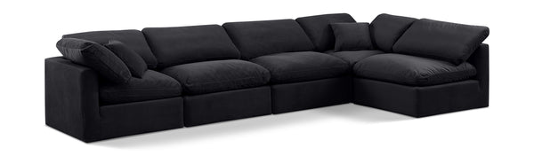 Indulge Black Velvet Modular Sectional 147Black-Sec5D Meridian Furniture