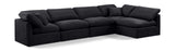 Indulge Black Velvet Modular Sectional 147Black-Sec5D Meridian Furniture