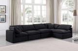 Indulge Black Velvet Modular Sectional 147Black-Sec5D Meridian Furniture