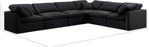 Indulge Black Velvet Modular Sectional 147Black-Sec6A Meridian Furniture