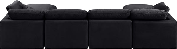 Indulge Black Velvet Modular Sectional 147Black-Sec6B Meridian Furniture