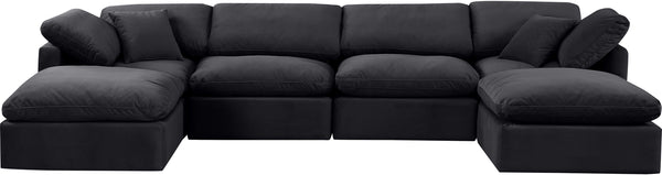 Indulge Black Velvet Modular Sectional 147Black-Sec6B Meridian Furniture