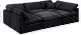 Indulge Black Velvet Modular Sectional 147Black-Sec6C Meridian Furniture