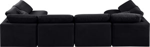 Indulge Black Velvet Modular Sectional 147Black-Sec6D Meridian Furniture