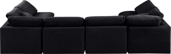 Indulge Black Velvet Modular Sectional 147Black-Sec6D Meridian Furniture