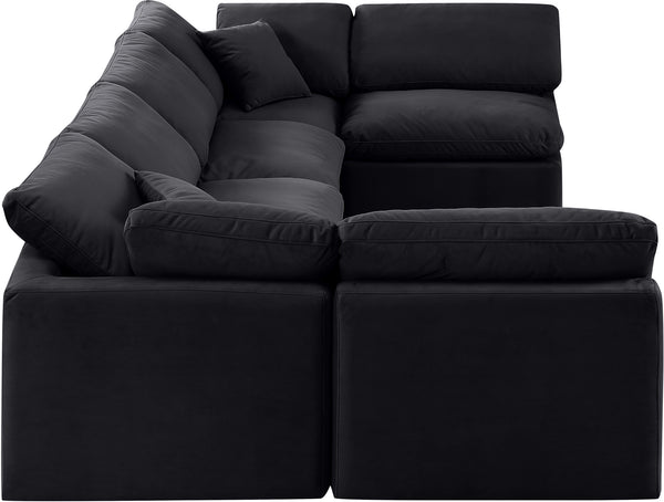 Indulge Black Velvet Modular Sectional 147Black-Sec6D Meridian Furniture