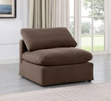 Indulge Brown Velvet Armless Chair 147Brown-Armless Meridian Furniture