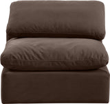 Indulge Brown Velvet Armless Chair 147Brown-Armless Meridian Furniture