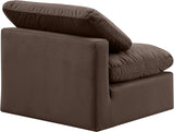 Indulge Brown Velvet Armless Chair 147Brown-Armless Meridian Furniture