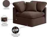 Indulge Brown Velvet Corner Chair 147Brown-Corner Meridian Furniture