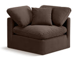 Indulge Brown Velvet Corner Chair 147Brown-Corner Meridian Furniture