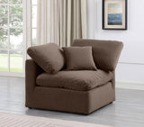 Indulge Brown Velvet Corner Chair 147Brown-Corner Meridian Furniture