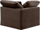 Indulge Brown Velvet Corner Chair 147Brown-Corner Meridian Furniture