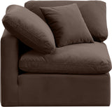 Indulge Brown Velvet Corner Chair 147Brown-Corner Meridian Furniture