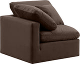 Indulge Brown Velvet Corner Chair 147Brown-Corner Meridian Furniture