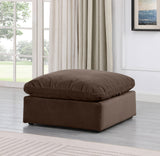 Indulge Brown Velvet Ottoman 147Brown-Ott Meridian Furniture