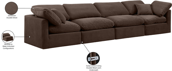 Indulge Brown Velvet Modular Sofa 147Brown-S140 Meridian Furniture