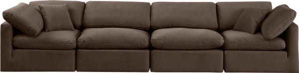 Indulge Brown Velvet Modular Sofa 147Brown-S140 Meridian Furniture