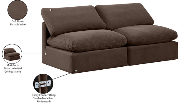 Indulge Brown Velvet Modular Sofa 147Brown-S2 Meridian Furniture