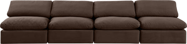 Indulge Brown Velvet Modular Sofa 147Brown-S4 Meridian Furniture