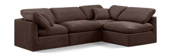 Indulge Brown Velvet Modular Sectional 147Brown-Sec4B Meridian Furniture