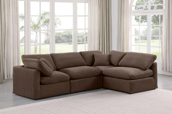 Indulge Brown Velvet Modular Sectional 147Brown-Sec4B Meridian Furniture