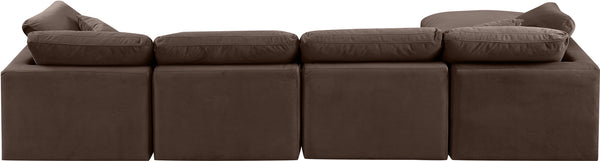 Indulge Brown Velvet Modular Sectional 147Brown-Sec5A Meridian Furniture