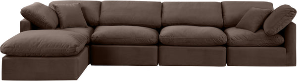 Indulge Brown Velvet Modular Sectional 147Brown-Sec5A Meridian Furniture