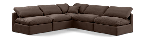 Indulge Brown Velvet Modular Sectional 147Brown-Sec5B Meridian Furniture