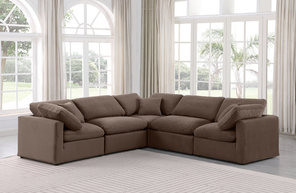 Indulge Brown Velvet Modular Sectional 147Brown-Sec5C Meridian Furniture