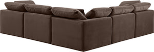 Indulge Brown Velvet Modular Sectional 147Brown-Sec5C Meridian Furniture