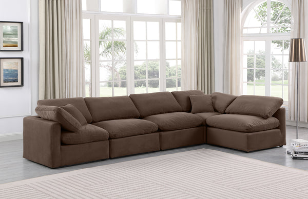 Indulge Brown Velvet Modular Sectional 147Brown-Sec5D Meridian Furniture