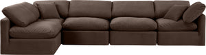 Indulge Brown Velvet Modular Sectional 147Brown-Sec5D Meridian Furniture