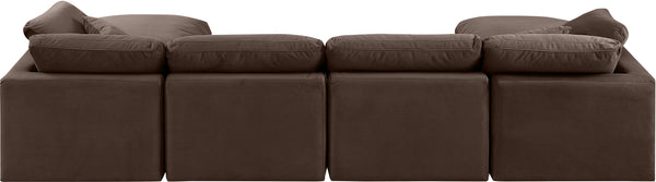 Indulge Brown Velvet Modular Sectional 147Brown-Sec6B Meridian Furniture