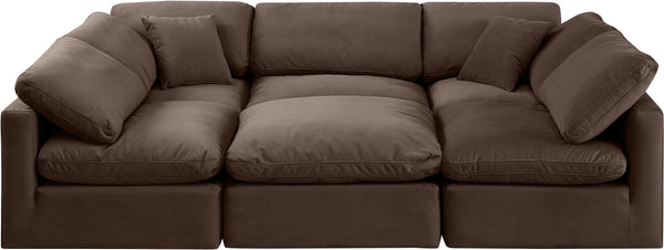 Indulge Brown Velvet Modular Sectional 147Brown-Sec6C Meridian Furniture
