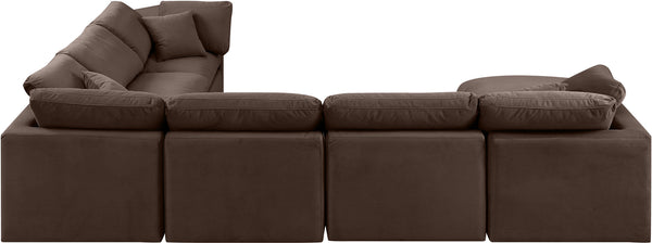 Indulge Brown Velvet Modular Sectional 147Brown-Sec7A Meridian Furniture
